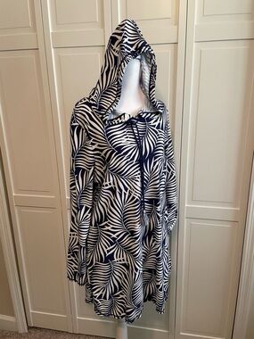 Women’s Navy and White Hooded Swim Coverup